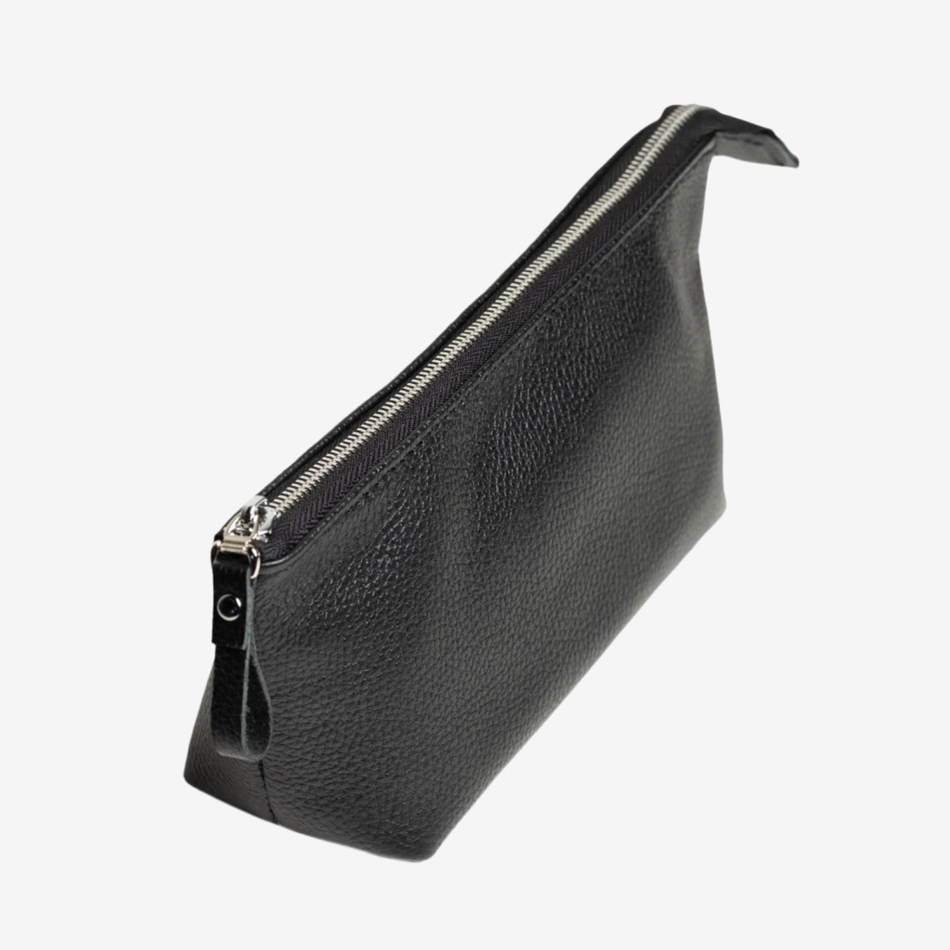 Full grain Leather Makeup Bag - Allure | Graini Black - Wenderfarer