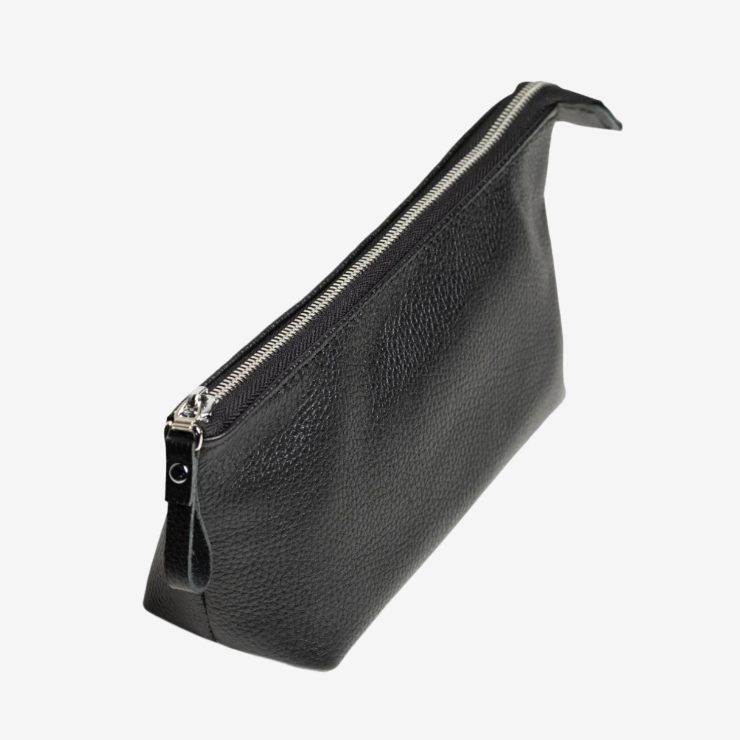 Full grain Leather Makeup Bag - Allure | Graini Black - Wenderfarer