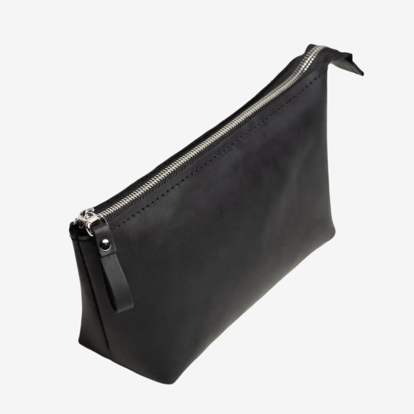 Full grain Leather Makeup Bag - Allure | Matte Black - Wenderfarer