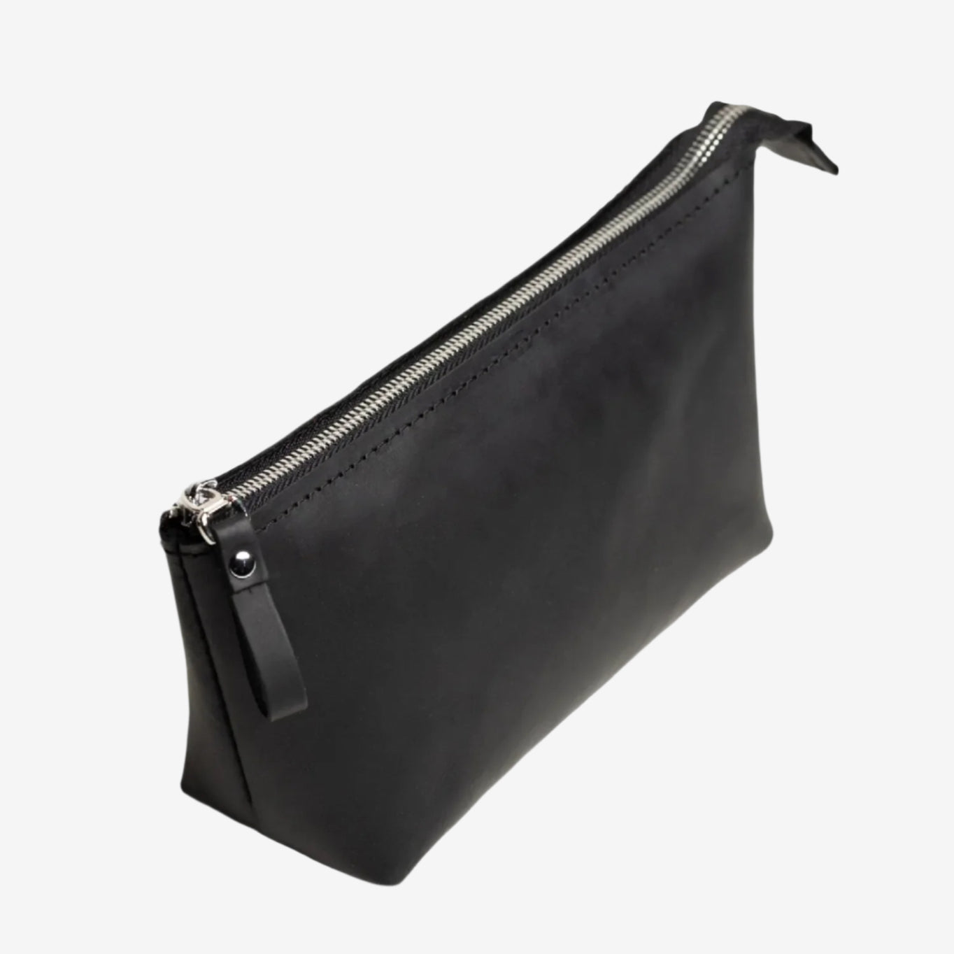 Full grain Leather Makeup Bag - Allure | Matte Black - Wenderfarer