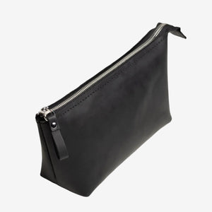 Full grain Leather Makeup Bag - Allure | Matte Black - Wenderfarer