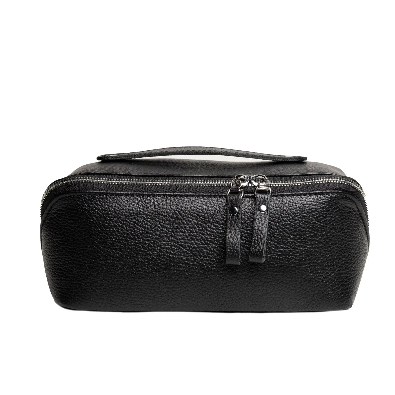 Fullgrain Leather Cosmetic Bag - BeautyBox | Graini Black - Wenderfarer