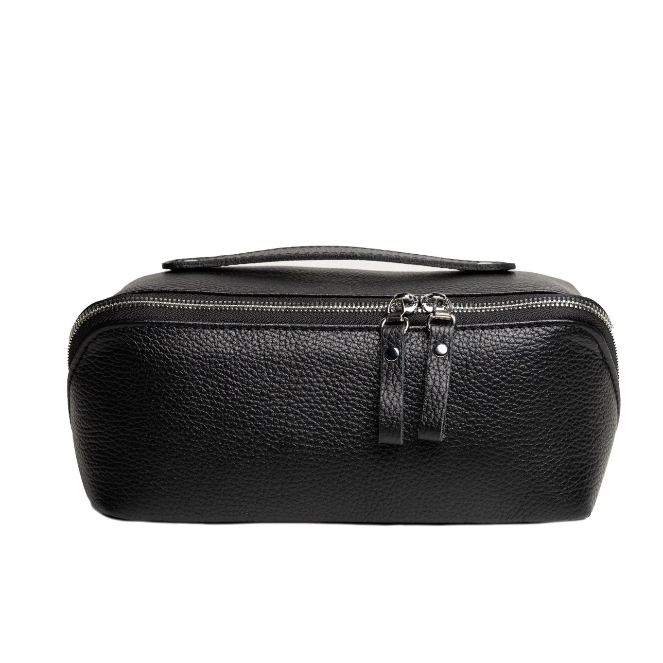Fullgrain Leather Cosmetic Bag - BeautyBox | Graini Black - Wenderfarer