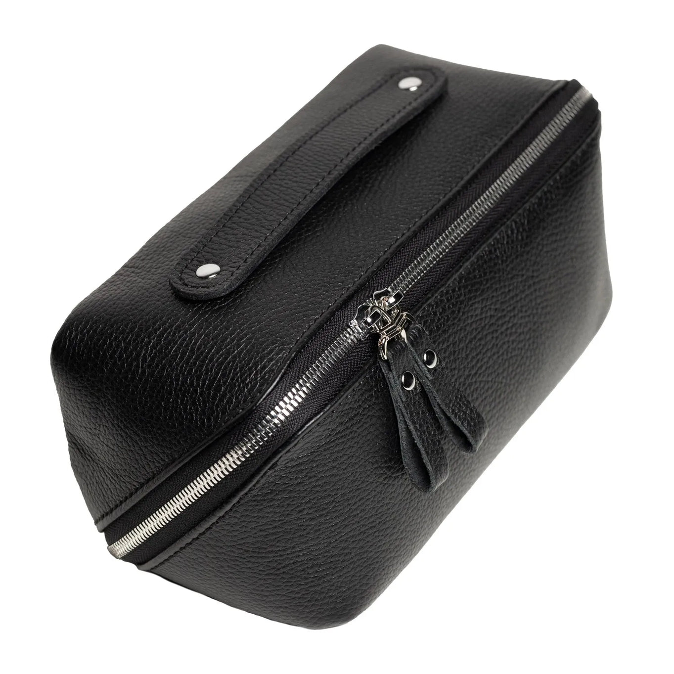 Fullgrain Leather Cosmetic Bag - BeautyBox | Graini Black - Wenderfarer