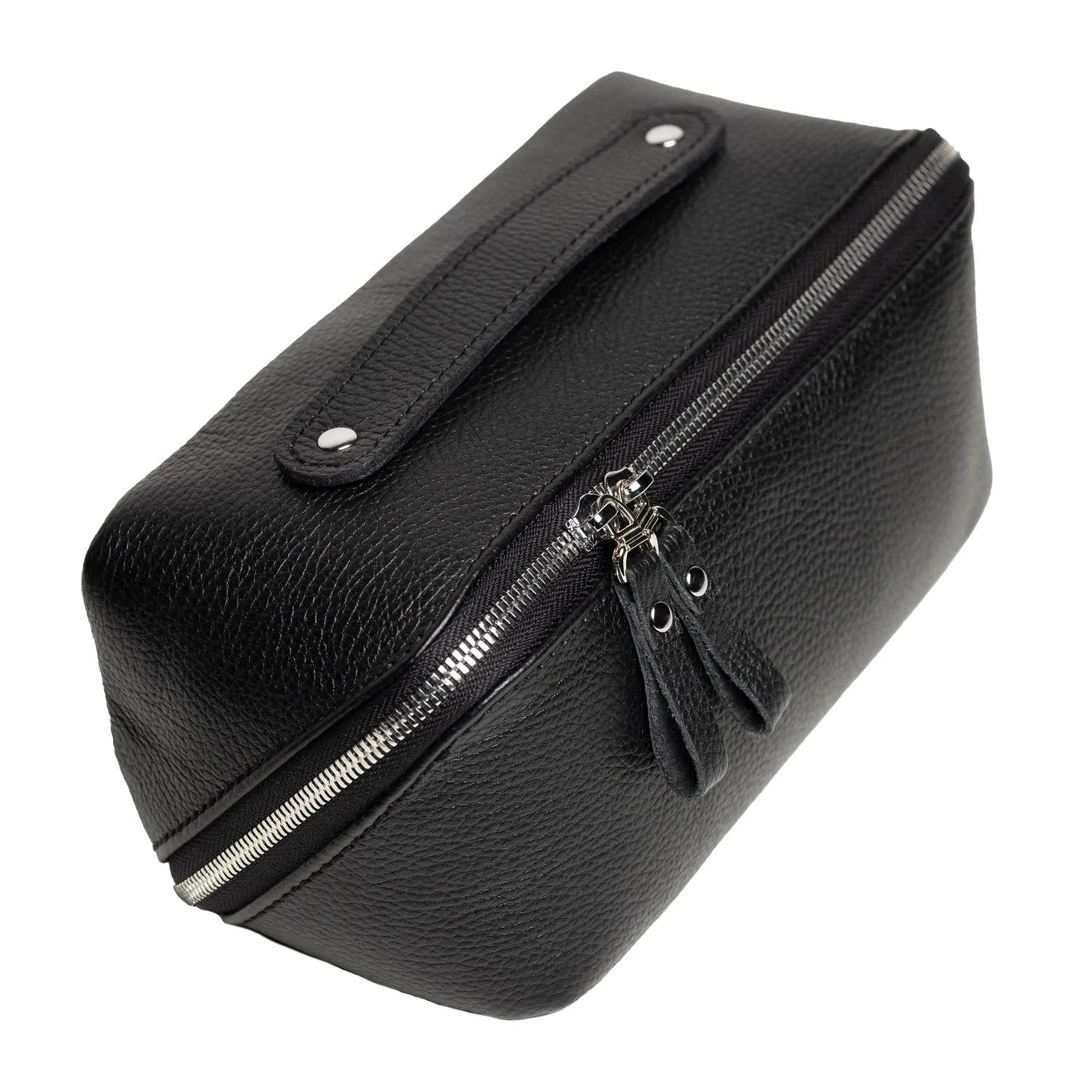 Fullgrain Leather Cosmetic Bag - BeautyBox | Graini Black - Wenderfarer