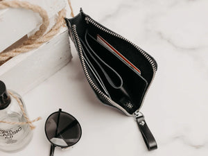 Small Zippered Leather Wallet