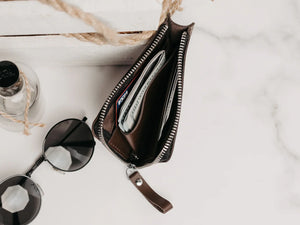 Small Zippered Leather Wallet