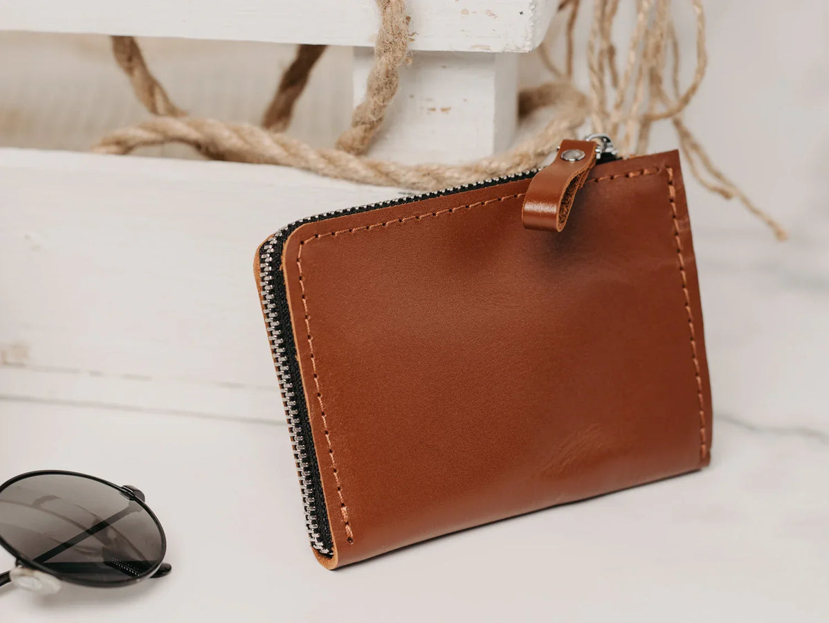 Small Zippered Leather Wallet