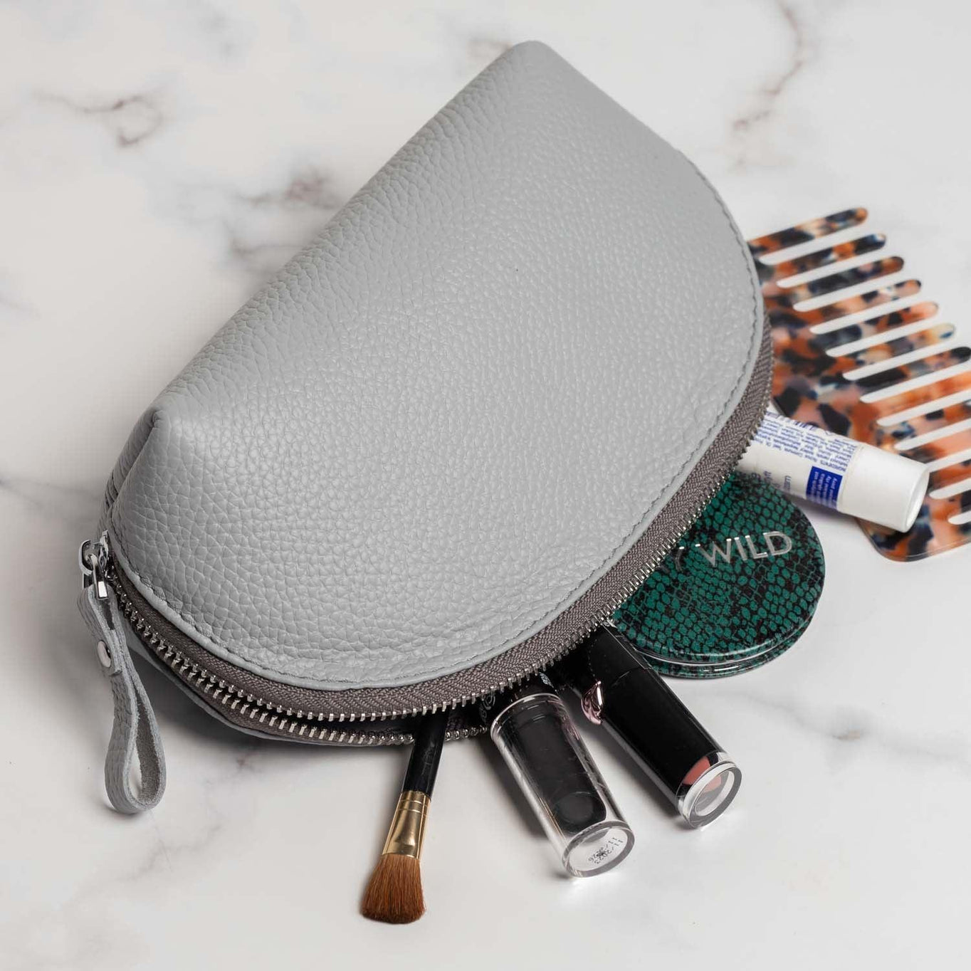 Full Grain Leather Makeup Bag for Women | Mirana