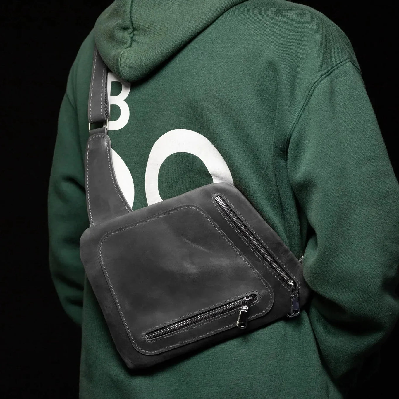 Men’s Sling Bag in Waxed Matte Leather | Hidden Back Pocket