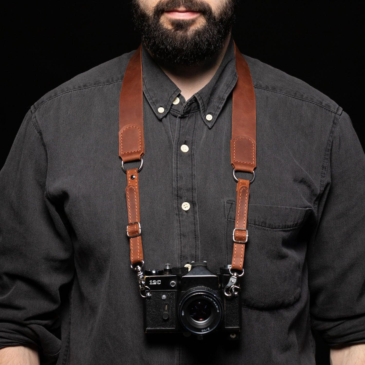 Distressed Leather Camera Strap – Quick Release & Secure Fit