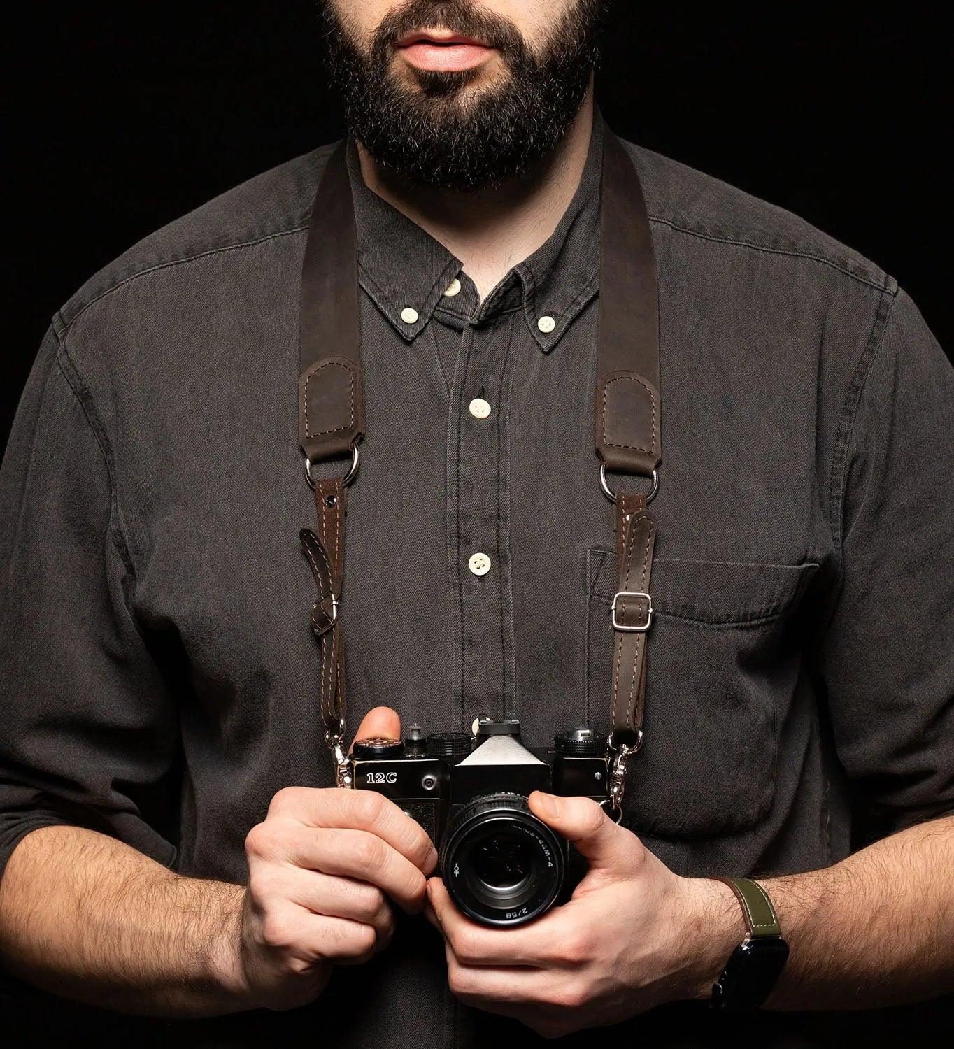 Distressed Leather Camera Strap – Quick Release & Secure Fit