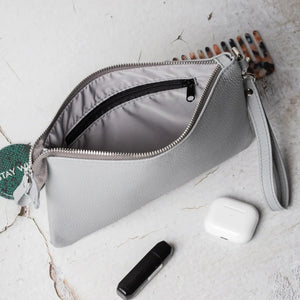 Grainy Leather Clutch with Zipper – 3 Sizes