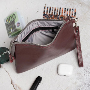 Grainy Leather Clutch with Zipper – 3 Sizes