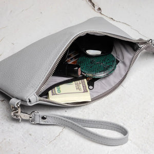 Grainy Leather Clutch with Zipper – 3 Sizes