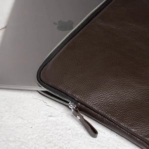 Full Grain Leather Zipper Folio for Laptop & Documents | Black