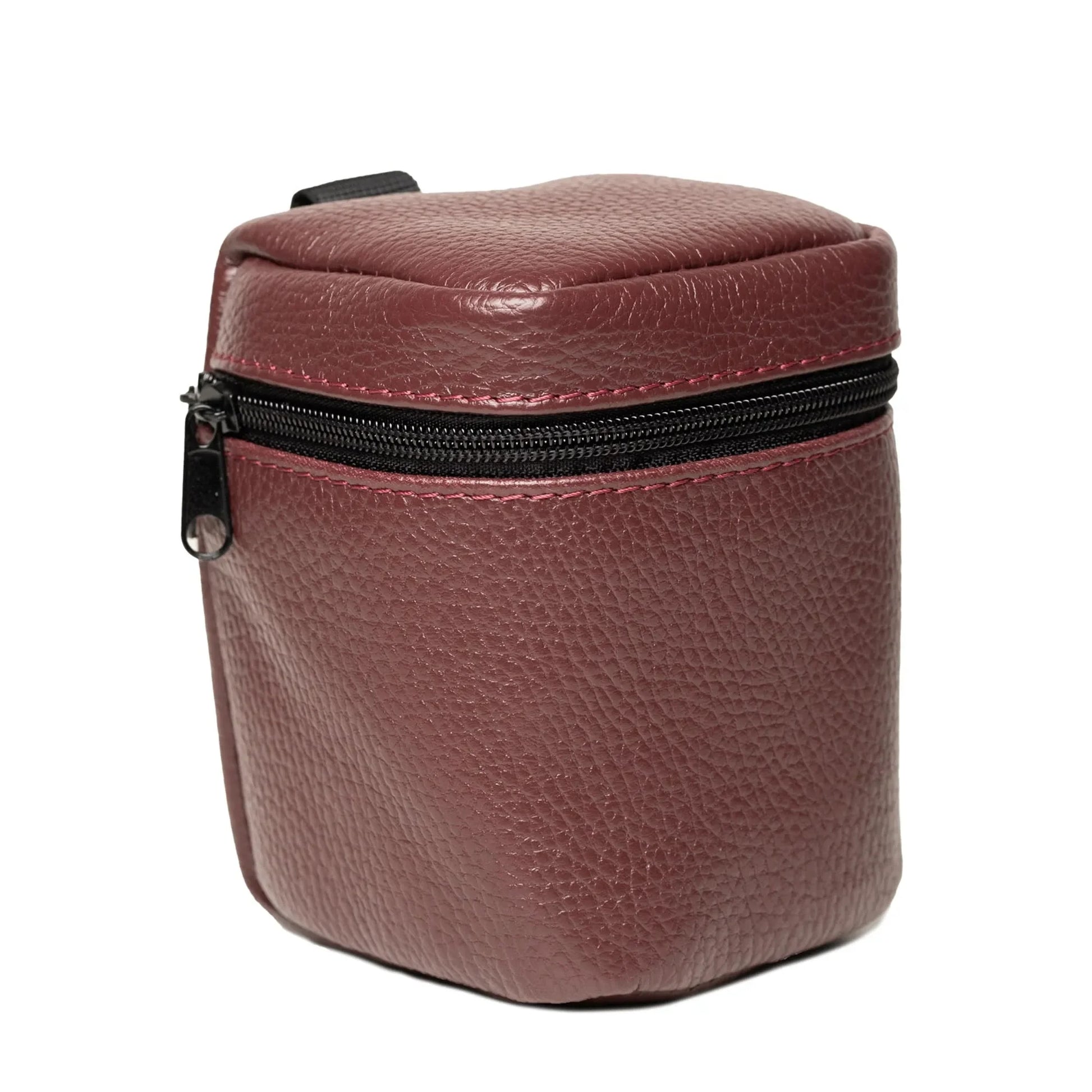 Full-Grain Leather Camera Lens Case | Burgundy - Wenderfarer