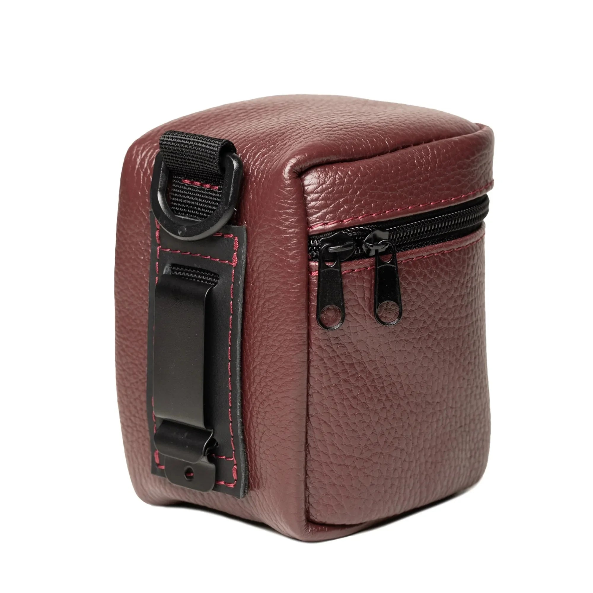 Full-Grain Leather Camera Lens Case | Burgundy - Wenderfarer