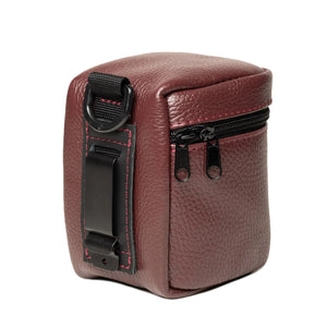 Full-Grain Leather Camera Lens Case | Burgundy - Wenderfarer