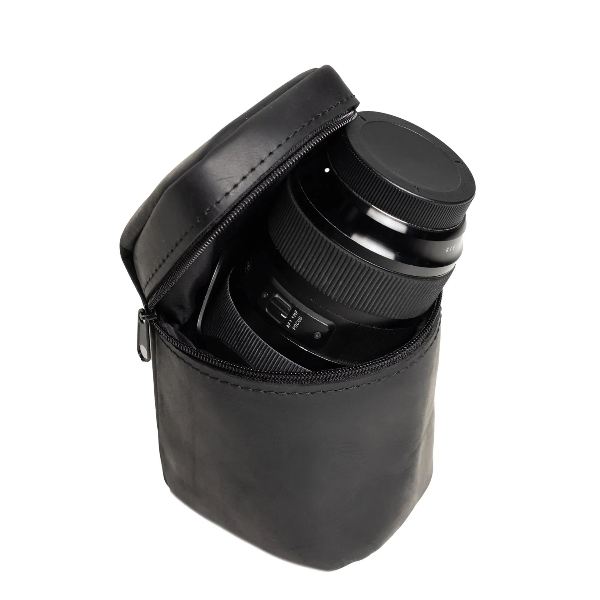 Distressed Leather Camera Lens Pouch | Black - Wenderfarer