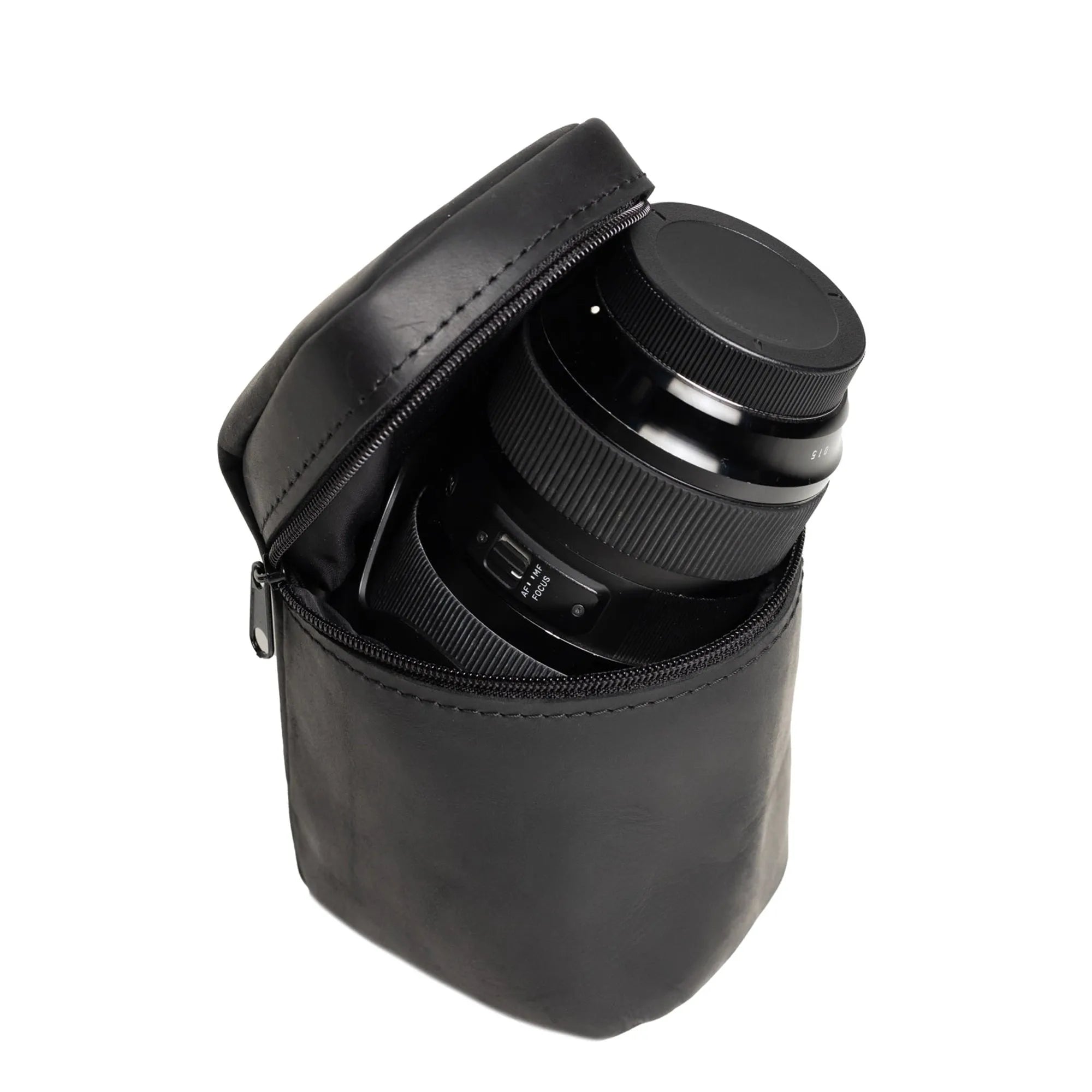 Distressed Leather Camera Lens Pouch | Black - Wenderfarer