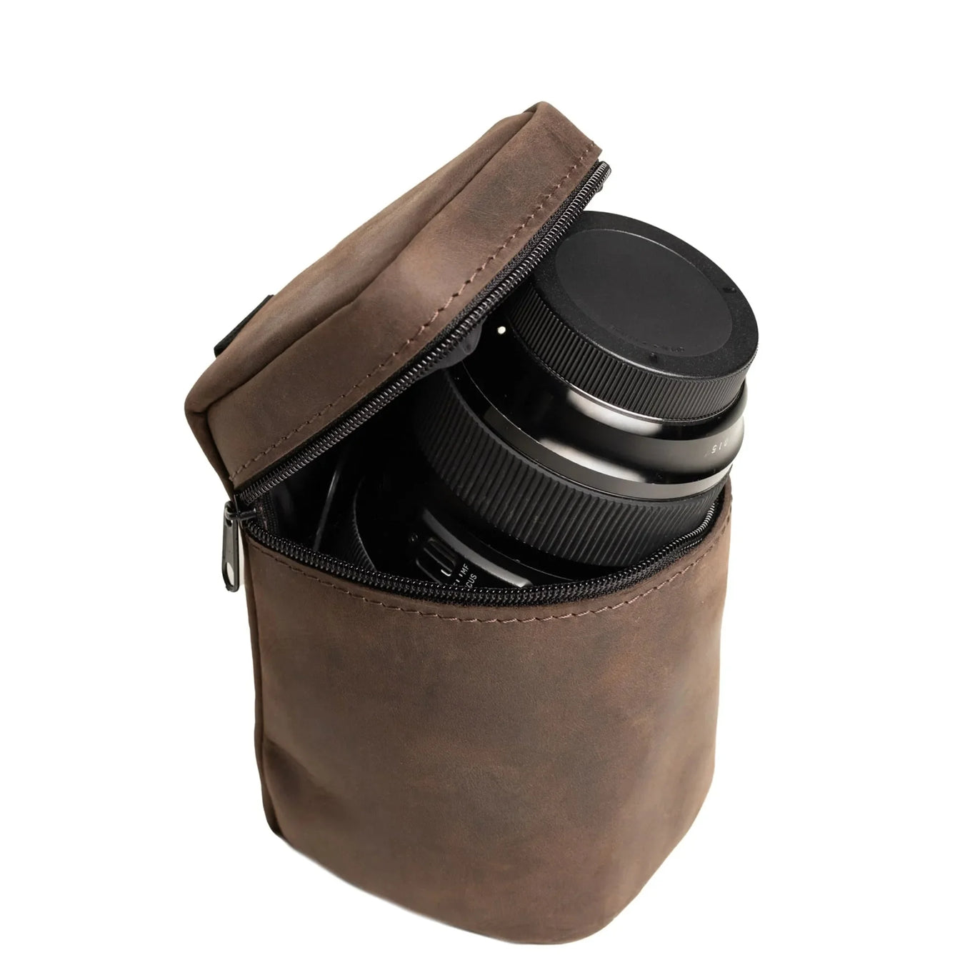 Waxed Matte Leather Camera Lens Pouch – 4 Size Options