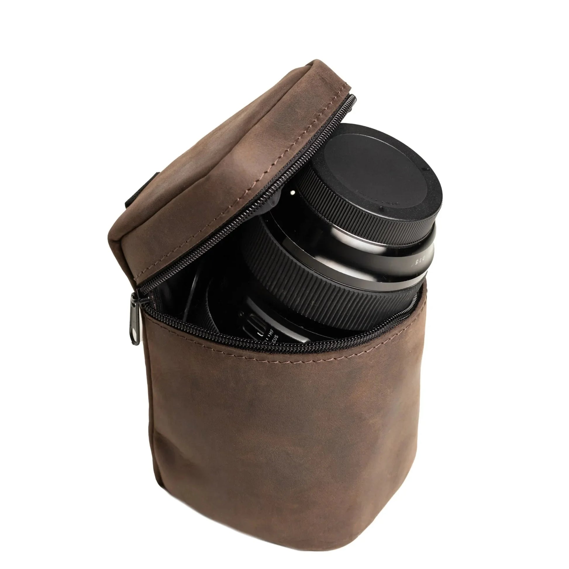 Waxed Matte Leather Camera Lens Pouch – 4 Size Options