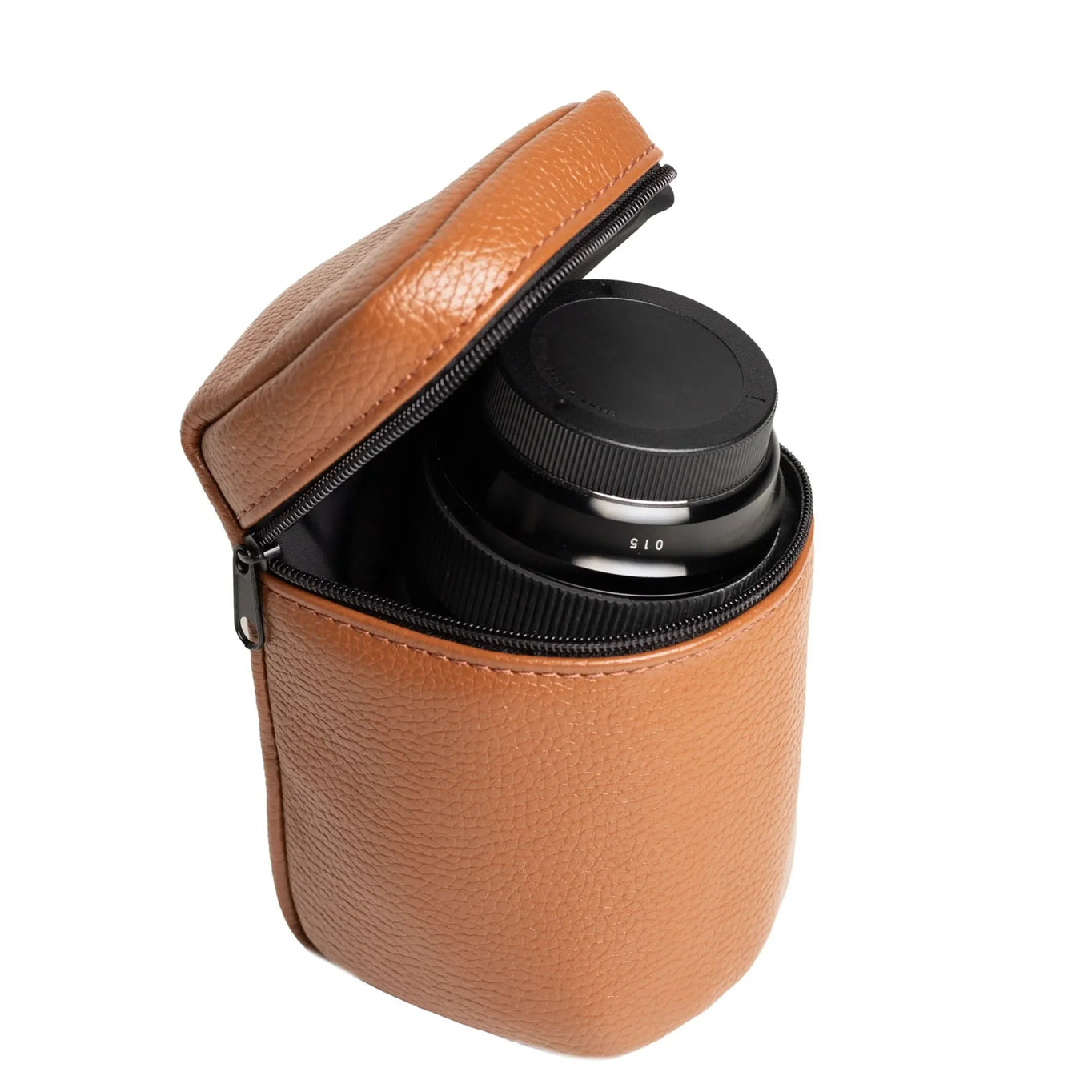 Full-Grain Leather Camera Lens Case | Cognac - Wenderfarer