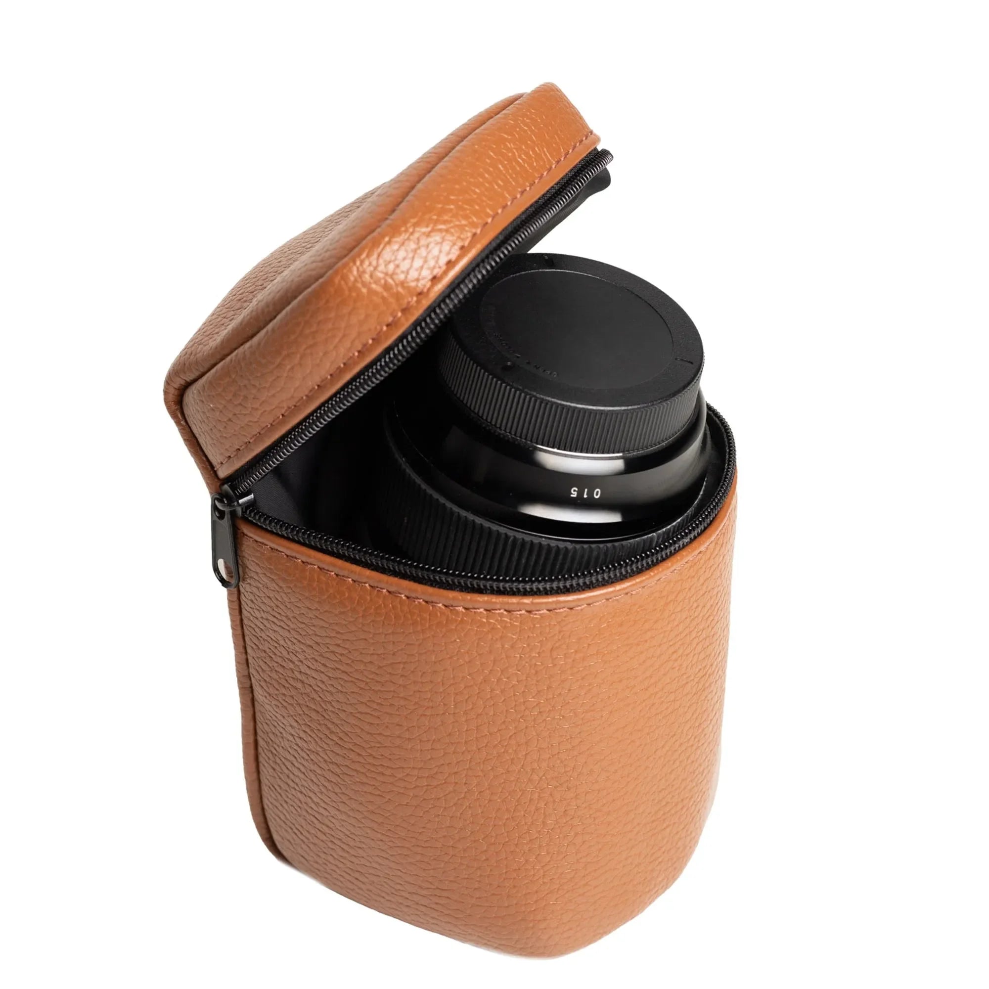 Full-Grain Leather Camera Lens Case | Cognac - Wenderfarer