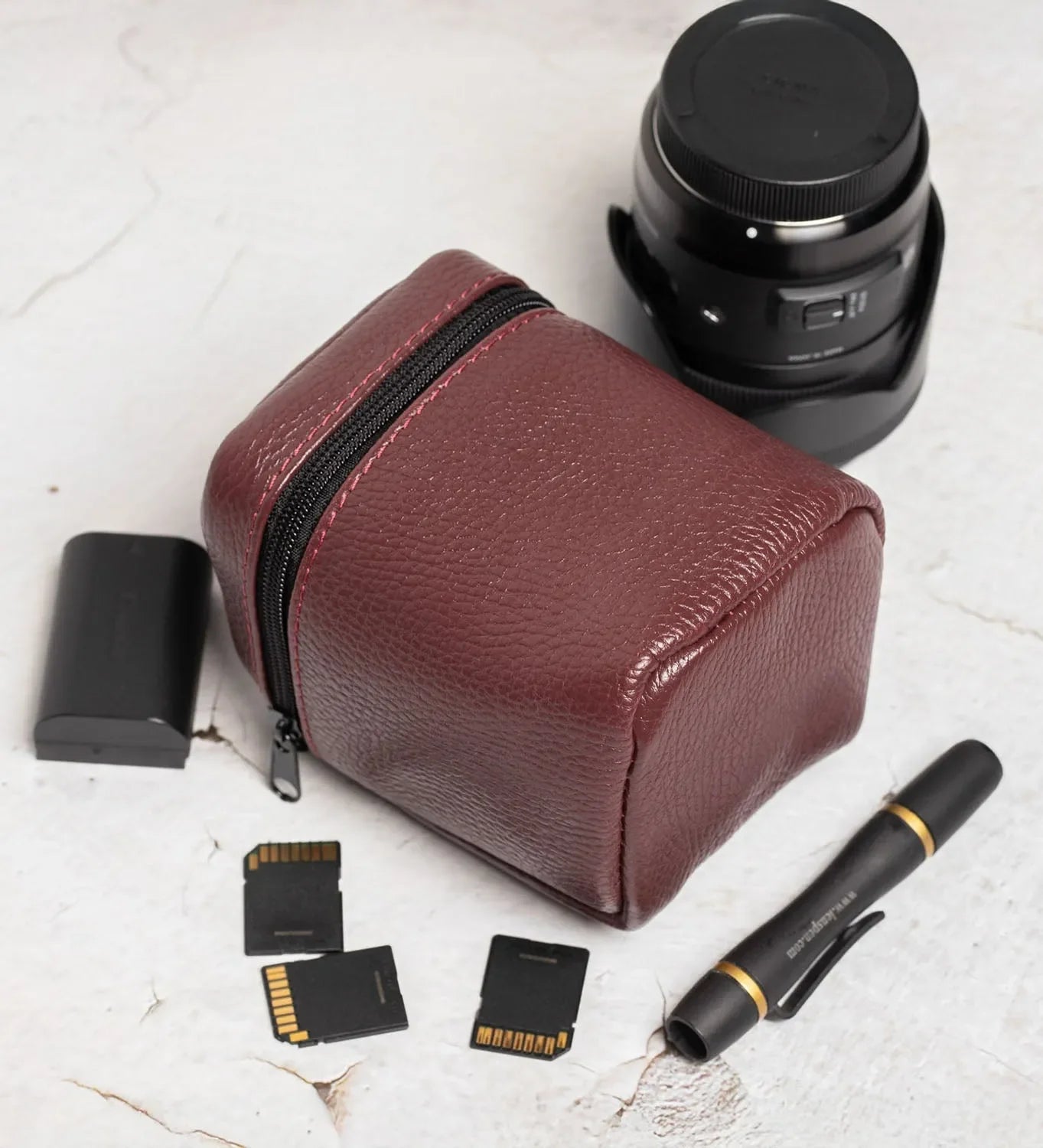 Leather Lens Pouch – Full-Grain Case for Camera Lenses | 4 Sizes