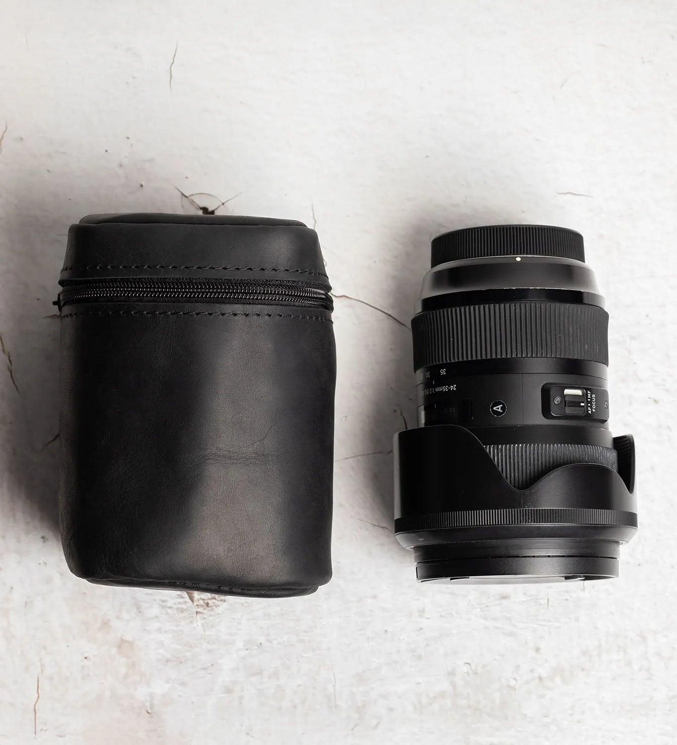 Waxed Matte Leather Camera Lens Pouch – 4 Size Options