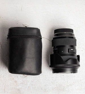 Waxed Matte Leather Camera Lens Pouch – 4 Size Options