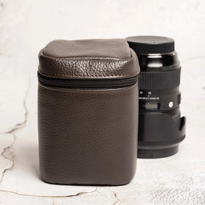 Full-Grain Leather Camera Lens Case | Chocolate Brown - Wenderfarer