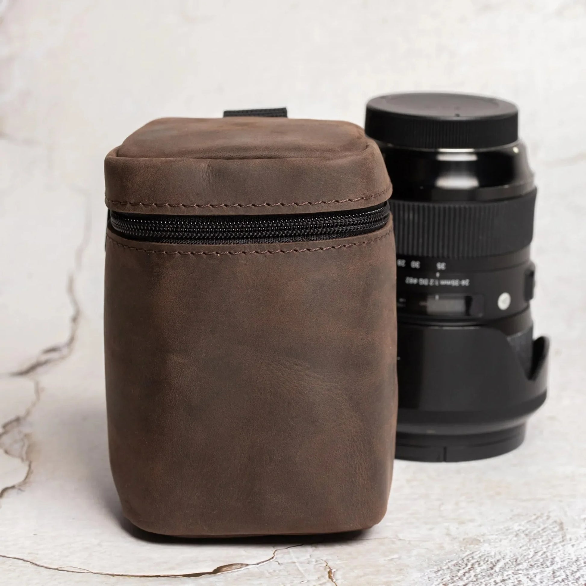 Waxed Matte Leather Camera Lens Pouch – 4 Size Options