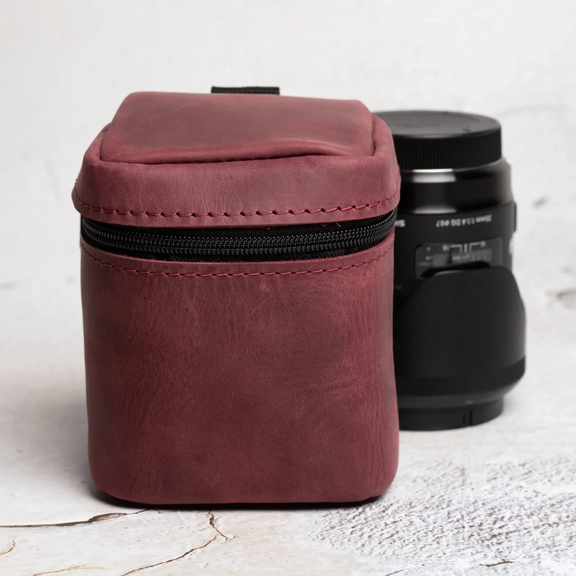 Waxed Matte Leather Camera Lens Pouch – 4 Size Options
