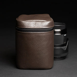 Full-Grain Leather Camera Lens Case | Chocolate Brown - Wenderfarer