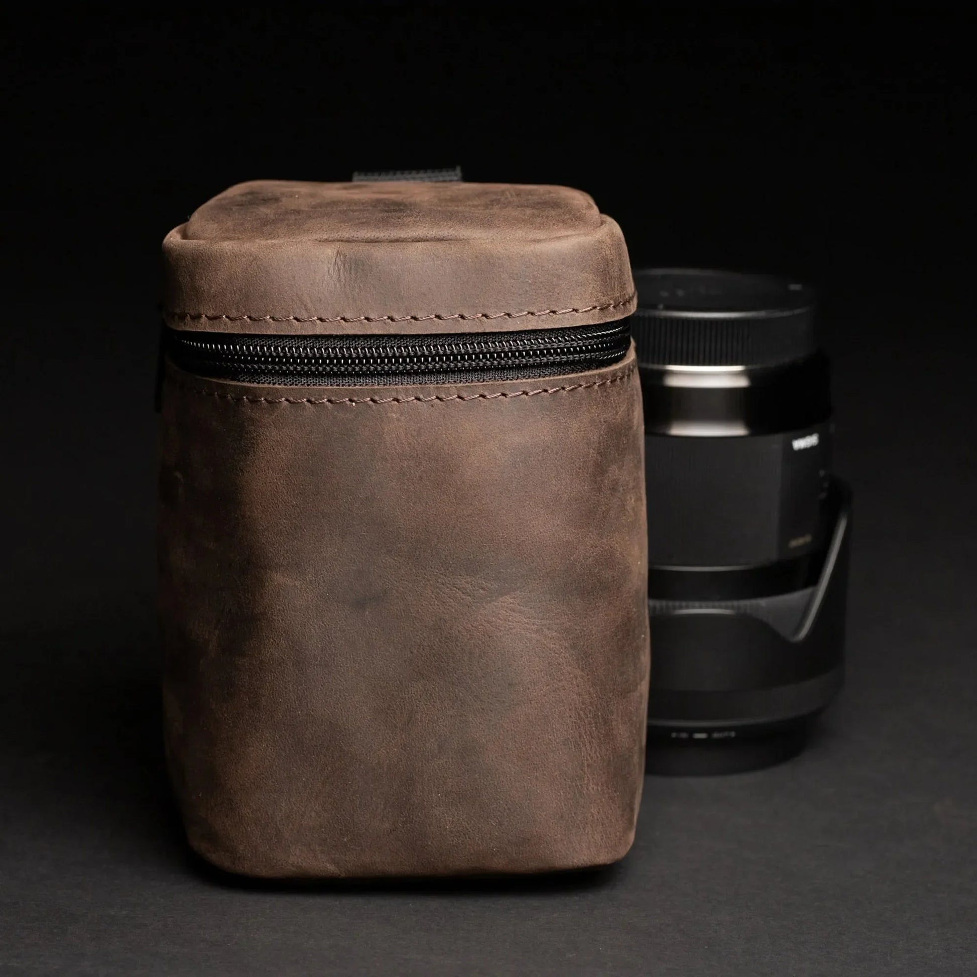 Waxed Matte Leather Camera Lens Pouch – 4 Size Options