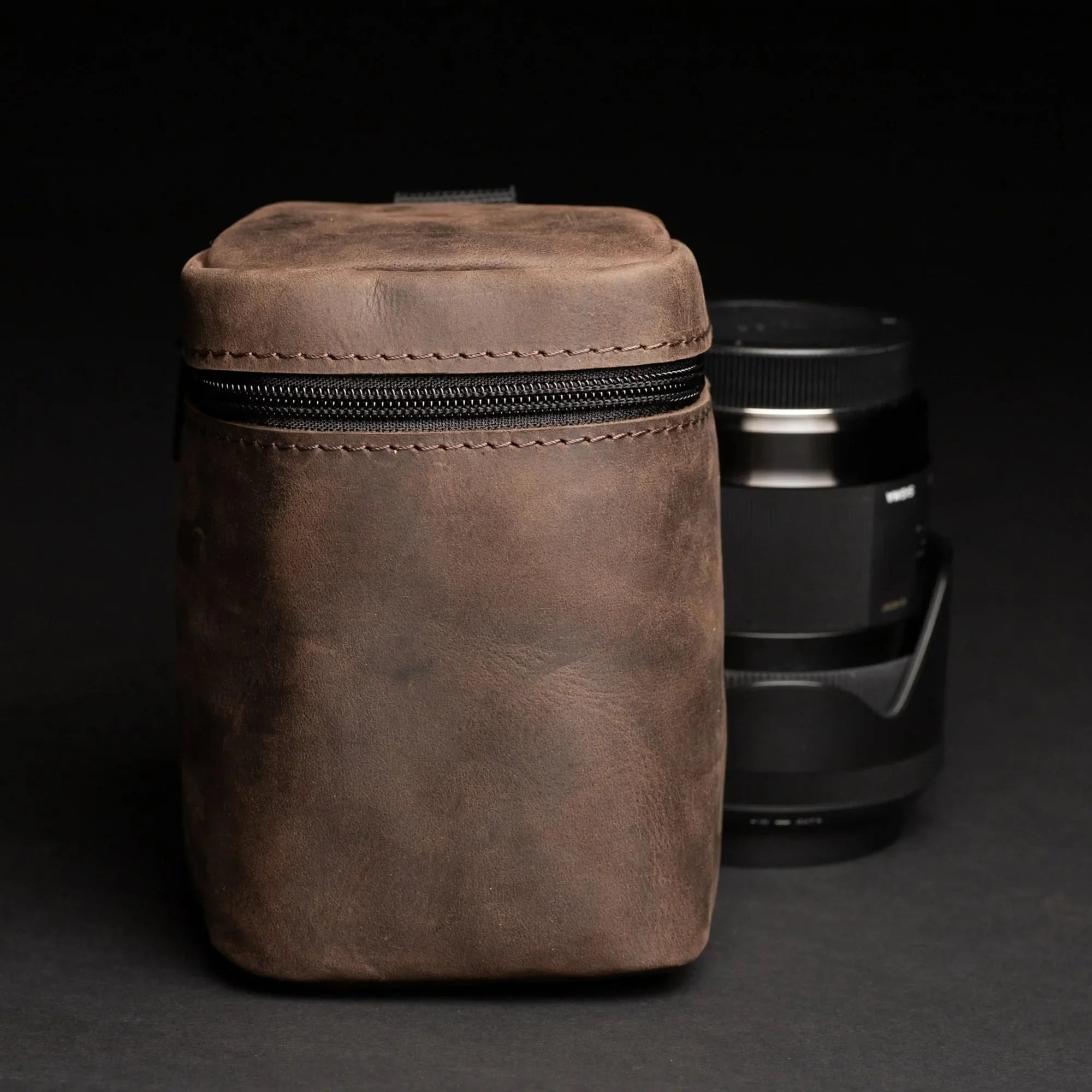 Waxed Matte Leather Camera Lens Pouch – 4 Size Options