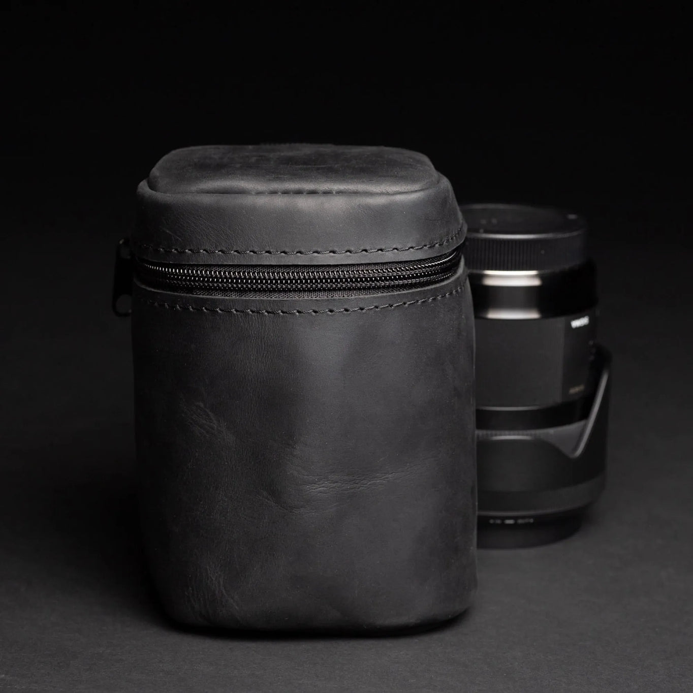 Distressed Leather Camera Lens Pouch | Black - Wenderfarer