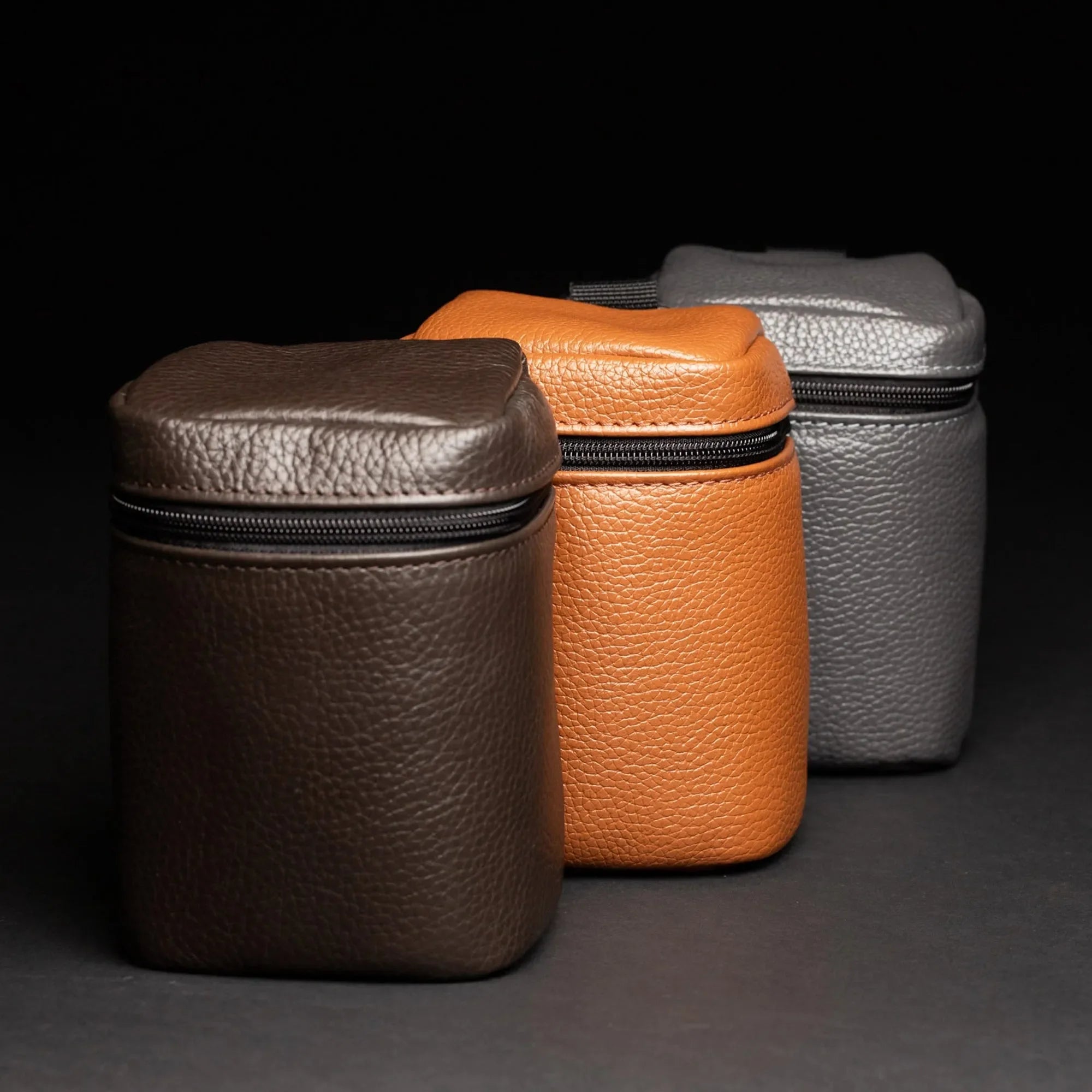 Full-Grain Leather Camera Lens Case | Smoky Grey - Wenderfarer