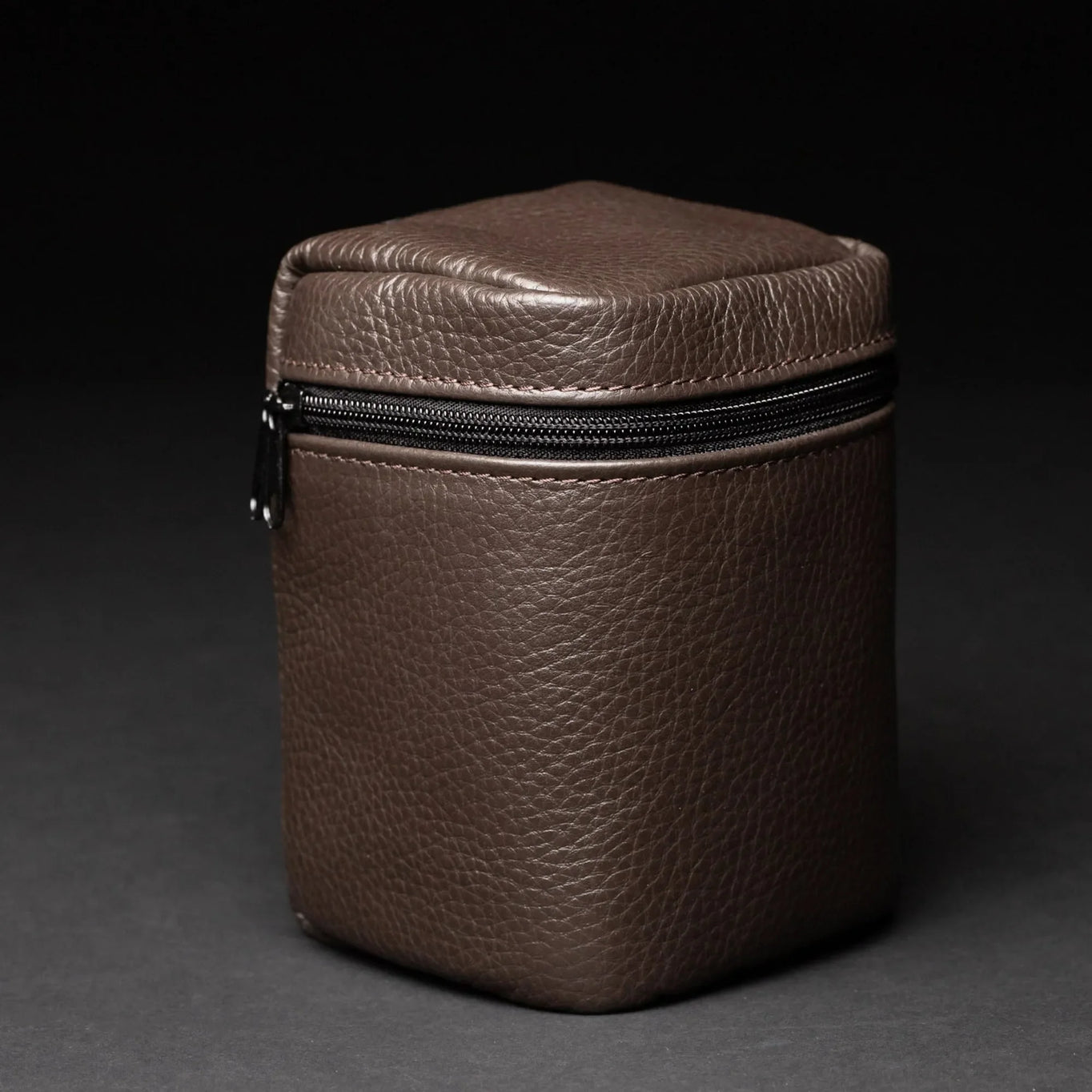 Full-Grain Leather Camera Lens Case | Chocolate Brown - Wenderfarer