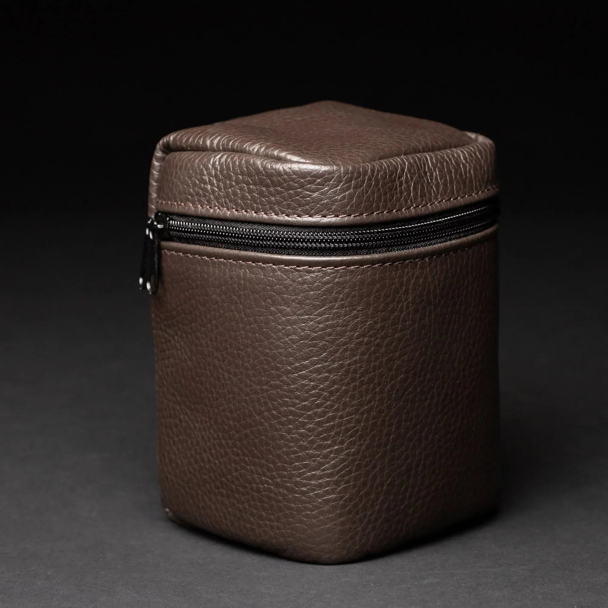 Full-Grain Leather Camera Lens Case | Chocolate Brown - Wenderfarer