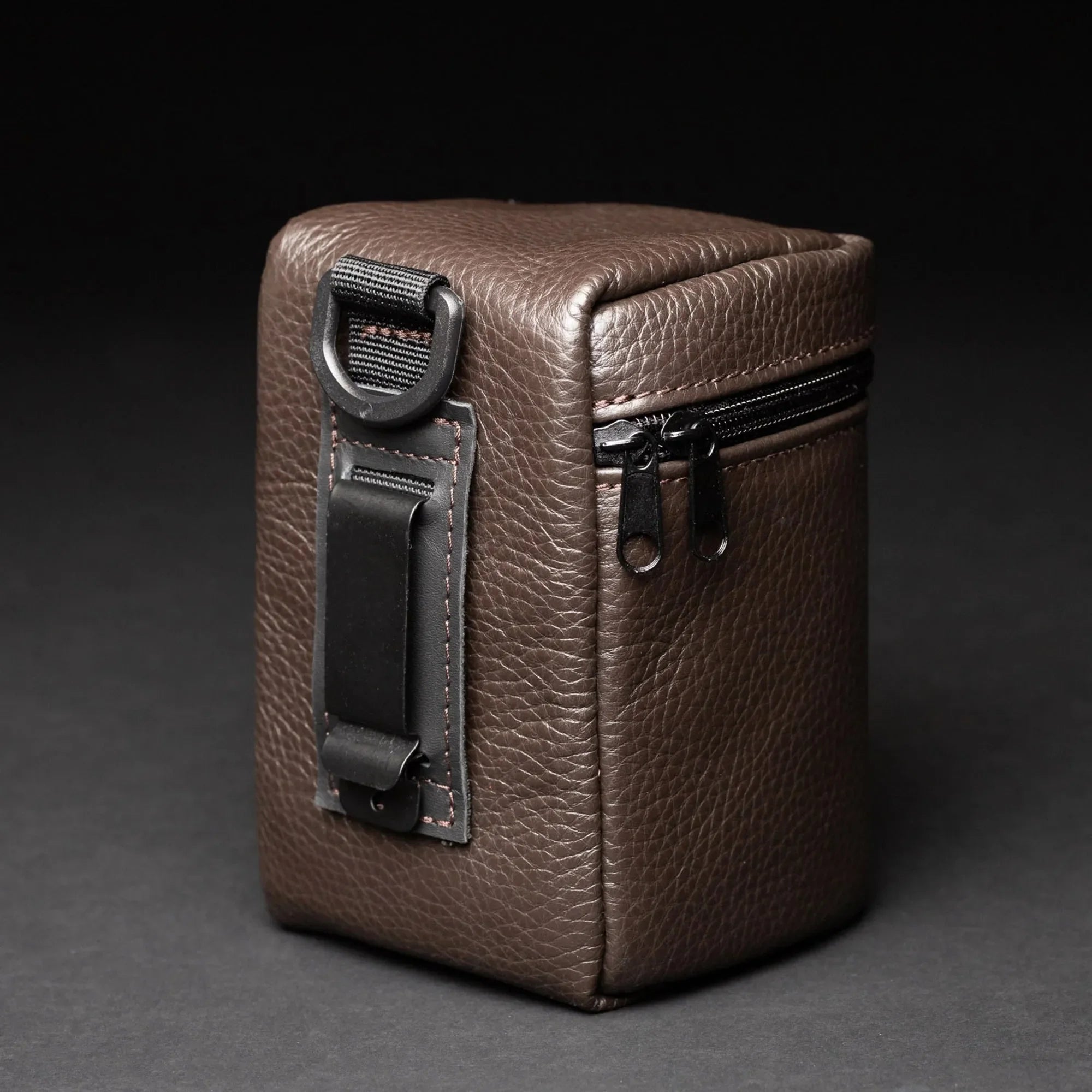 Full-Grain Leather Camera Lens Case | Chocolate Brown - Wenderfarer