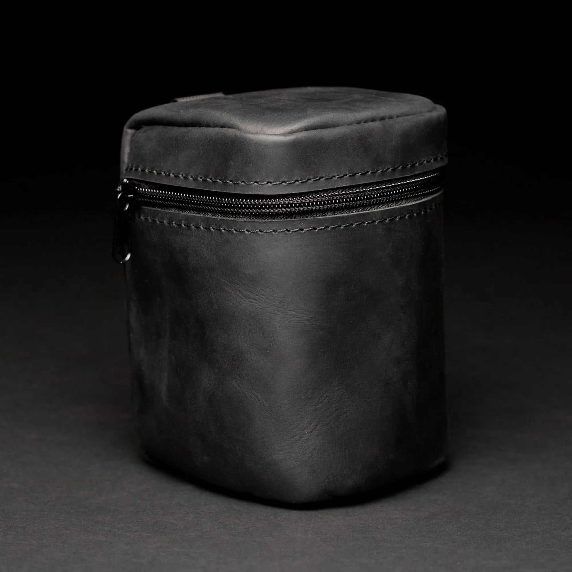Distressed Leather Camera Lens Pouch | Black - Wenderfarer