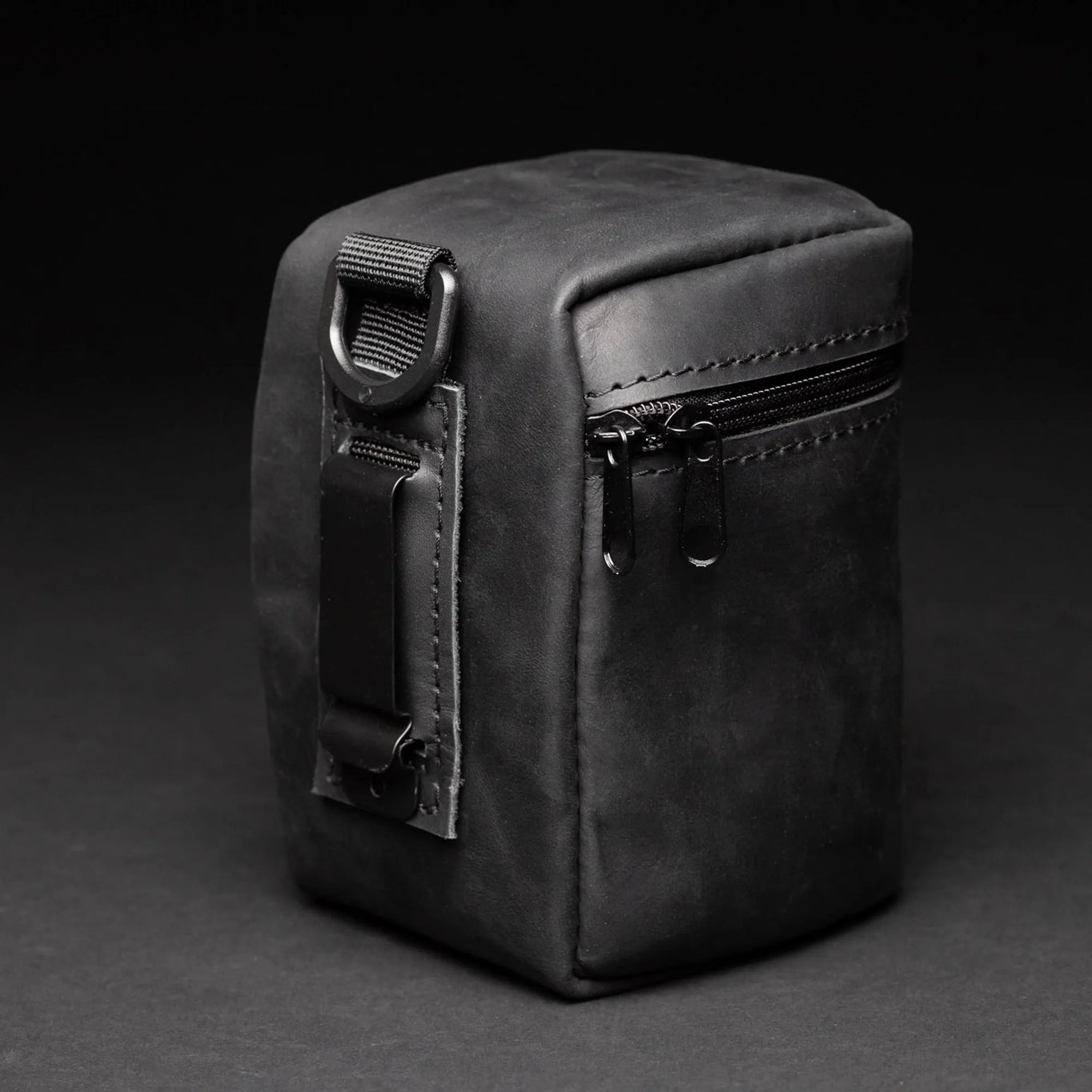 Distressed Leather Camera Lens Pouch | Black - Wenderfarer