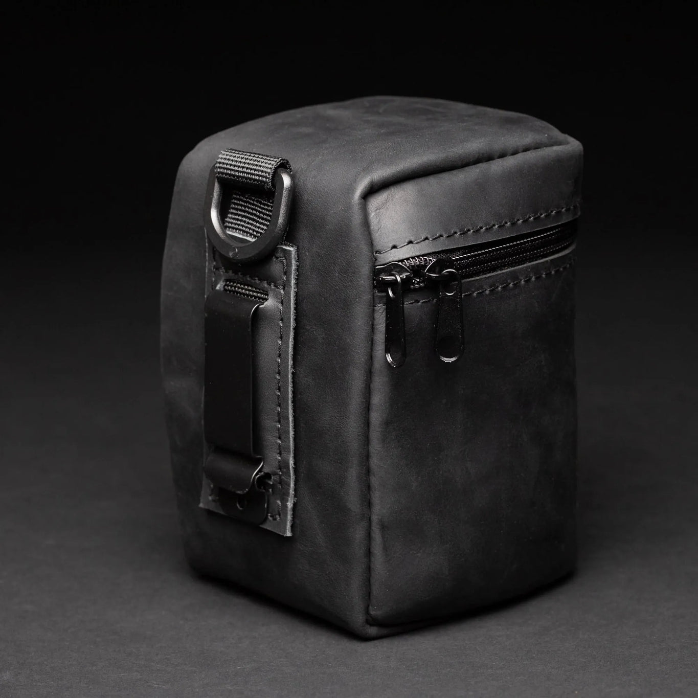 Distressed Leather Camera Lens Pouch | Black - Wenderfarer