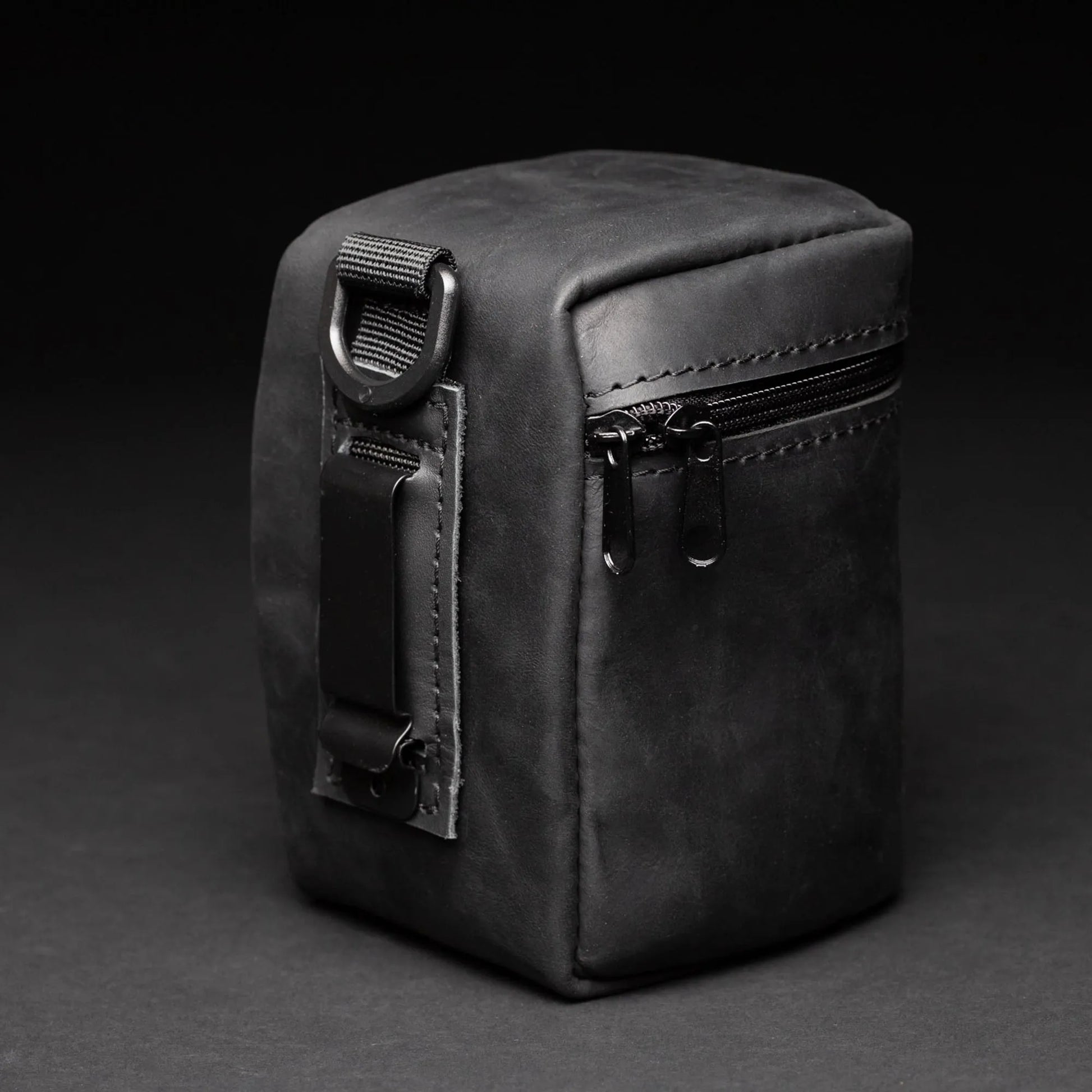 Distressed Leather Camera Lens Pouch | Black - Wenderfarer