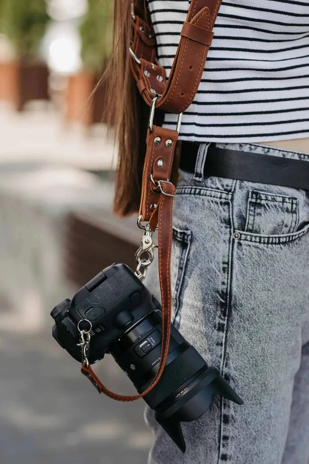 Dual Camera Harness – Matte Leather with Custom Logo Option