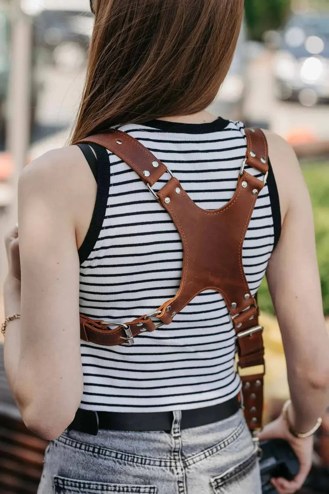 Dual Camera Harness – Matte Leather with Custom Logo Option