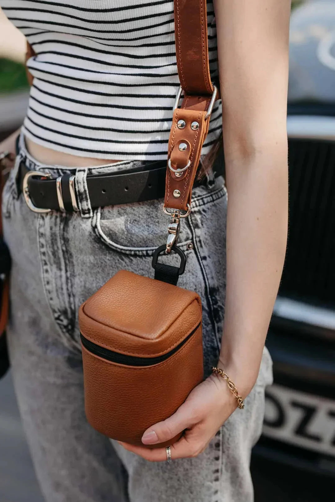 Dual Camera Harness – Matte Leather with Custom Logo Option
